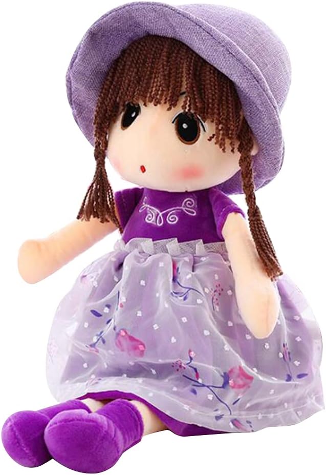 45cm Fluffy Rag Doll with Dress & Hat
