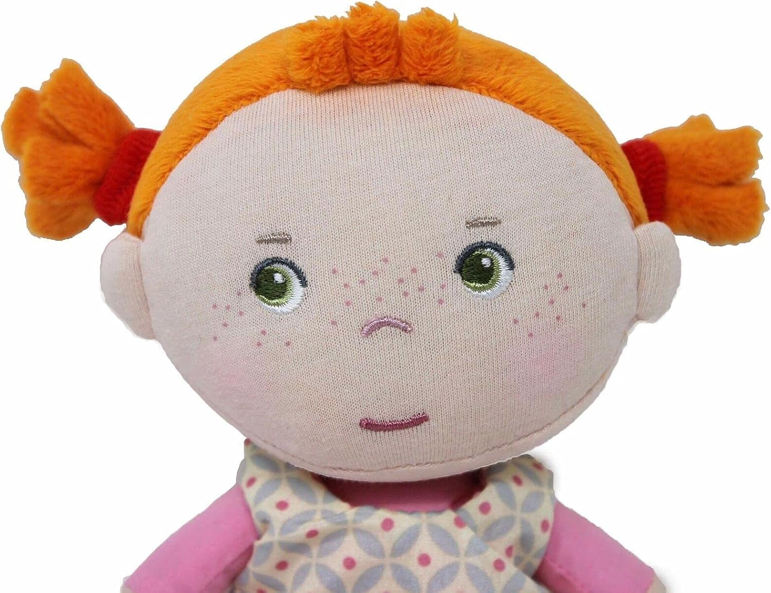 10" Red Pigtail Rag Doll, Washable
