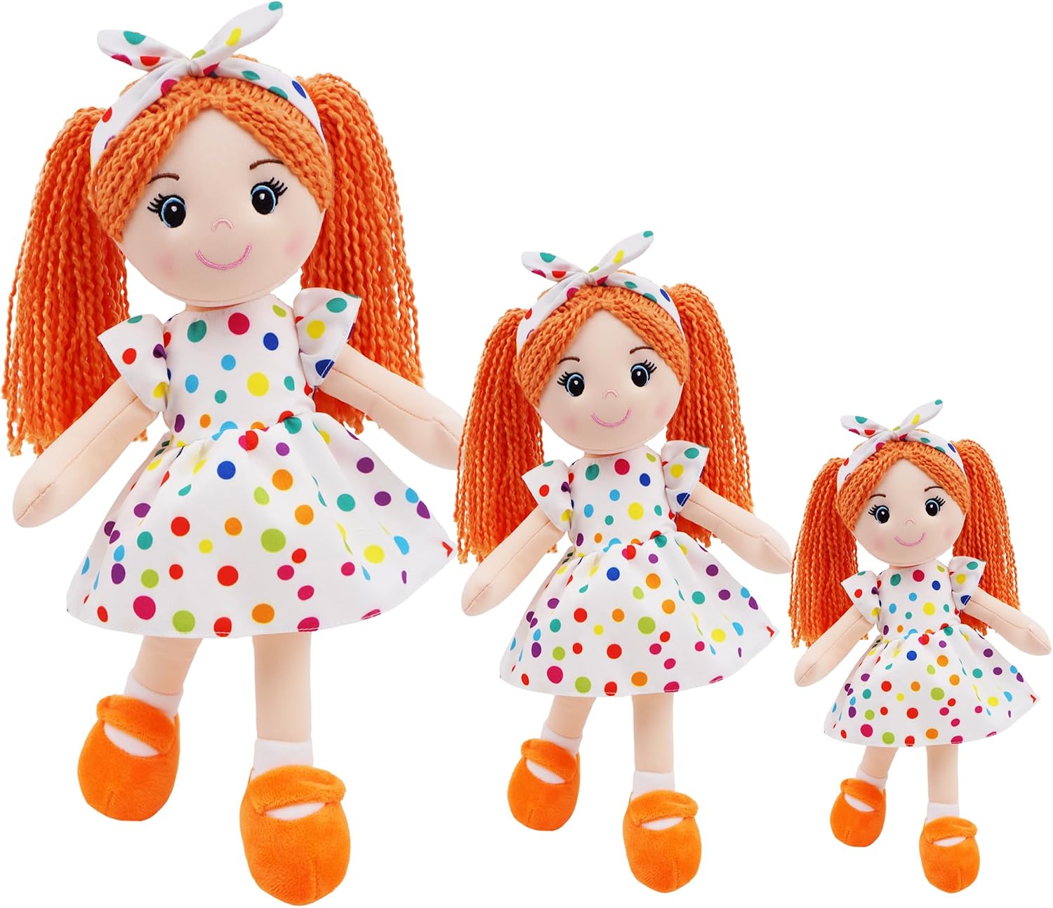 14" Orange Cuddly Rag Doll