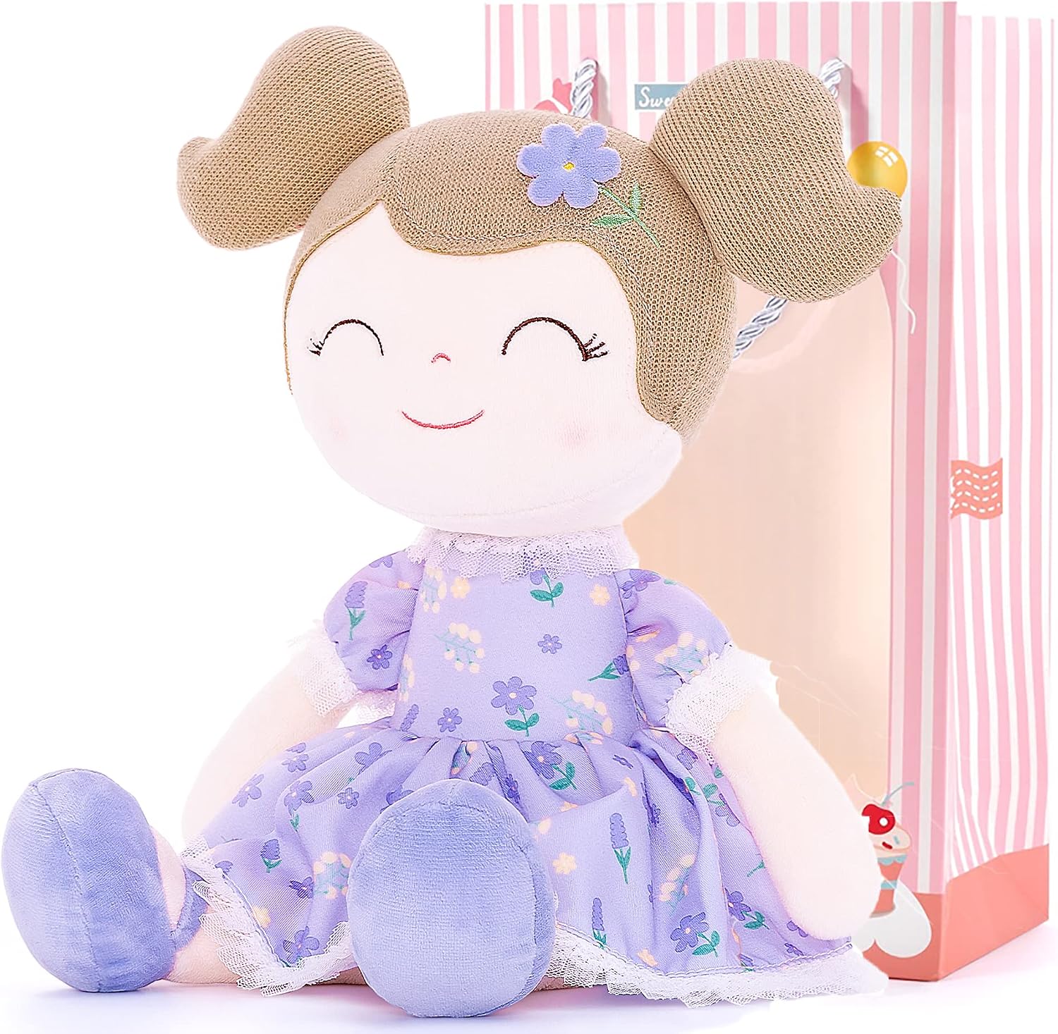 15.5" Purple Print Baby Doll